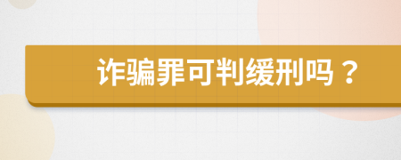 诈骗罪可判缓刑吗？