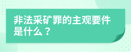 非法采矿罪的主观要件是什么？