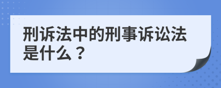 刑诉法中的刑事诉讼法是什么？