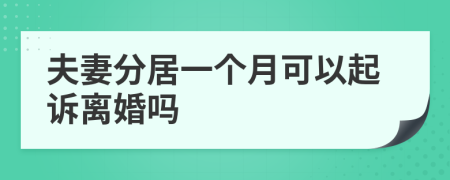 夫妻分居一个月可以起诉离婚吗