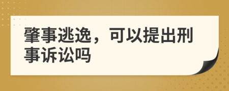 肇事逃逸，可以提出刑事诉讼吗