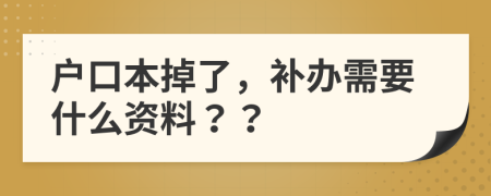 户口本掉了，补办需要什么资料？？