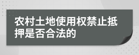 农村土地使用权禁止抵押是否合法的