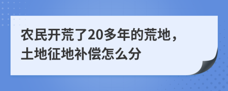 农民开荒了20多年的荒地，土地征地补偿怎么分