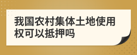 我国农村集体土地使用权可以抵押吗