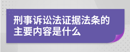 刑事诉讼法证据法条的主要内容是什么