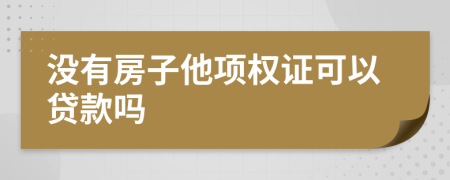 没有房子他项权证可以贷款吗