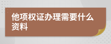 他项权证办理需要什么资料