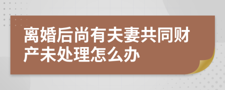 离婚后尚有夫妻共同财产未处理怎么办