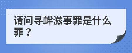 请问寻衅滋事罪是什么罪？