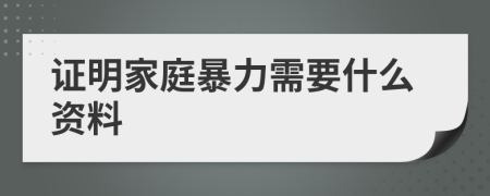 证明家庭暴力需要什么资料