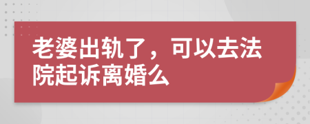 老婆出轨了，可以去法院起诉离婚么