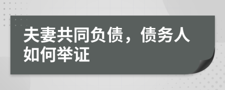 夫妻共同负债，债务人如何举证
