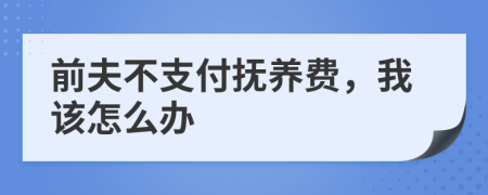 前夫不支付抚养费，我该怎么办