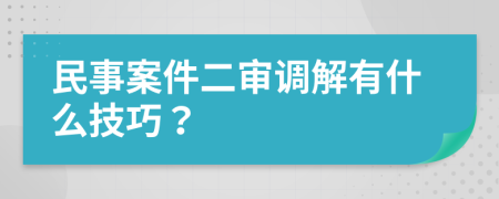 民事案件二审调解有什么技巧？