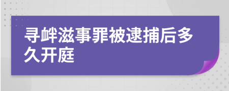 寻衅滋事罪被逮捕后多久开庭