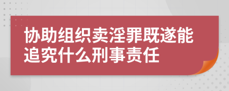 协助组织卖淫罪既遂能追究什么刑事责任