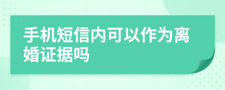 手机短信内可以作为离婚证据吗