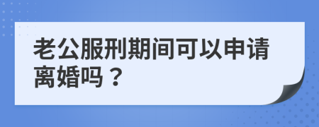 老公服刑期间可以申请离婚吗？