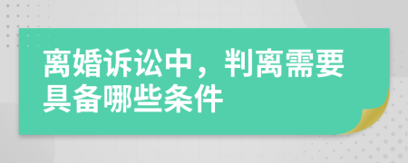离婚诉讼中，判离需要具备哪些条件