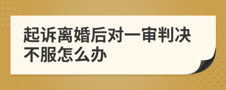 起诉离婚后对一审判决不服怎么办