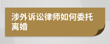 涉外诉讼律师如何委托离婚