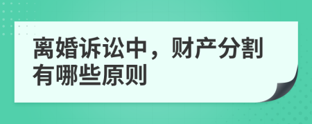 离婚诉讼中，财产分割有哪些原则