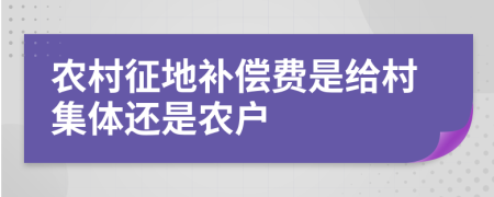 农村征地补偿费是给村集体还是农户