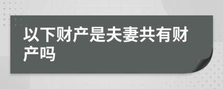 以下财产是夫妻共有财产吗