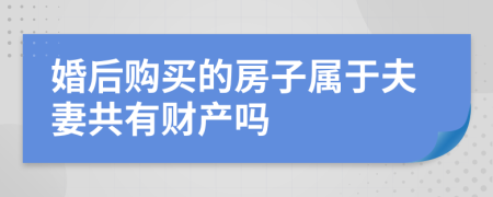 婚后购买的房子属于夫妻共有财产吗