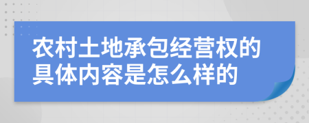 农村土地承包经营权的具体内容是怎么样的