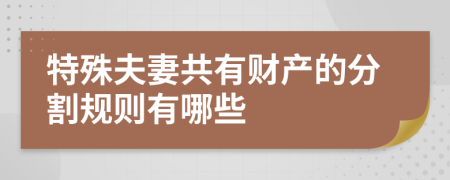 特殊夫妻共有财产的分割规则有哪些