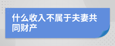 什么收入不属于夫妻共同财产