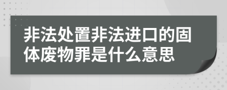 非法处置非法进口的固体废物罪是什么意思