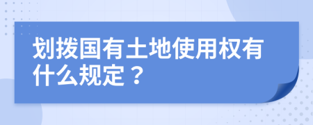 划拨国有土地使用权有什么规定？