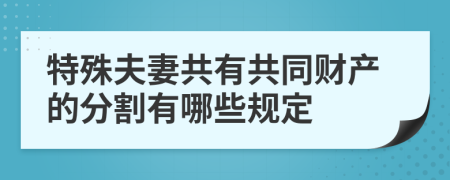 特殊夫妻共有共同财产的分割有哪些规定