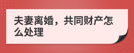 夫妻离婚，共同财产怎么处理