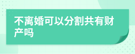 不离婚可以分割共有财产吗