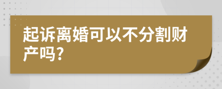 起诉离婚可以不分割财产吗?