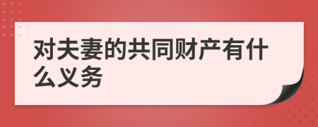 对夫妻的共同财产有什么义务