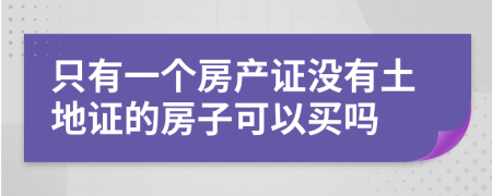 只有一个房产证没有土地证的房子可以买吗