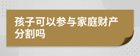 孩子可以参与家庭财产分割吗