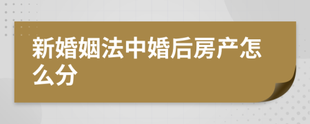 新婚姻法中婚后房产怎么分