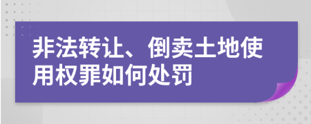 非法转让、倒卖土地使用权罪如何处罚