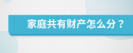 家庭共有财产怎么分？