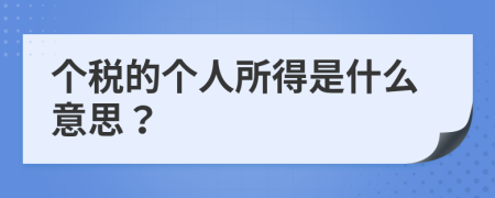 个税的个人所得是什么意思？