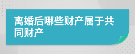 离婚后哪些财产属于共同财产