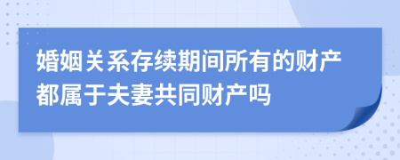 婚姻关系存续期间所有的财产都属于夫妻共同财产吗