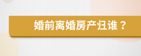 婚前离婚房产归谁？