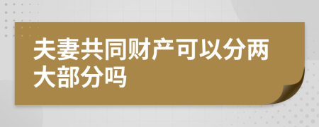 夫妻共同财产可以分两大部分吗